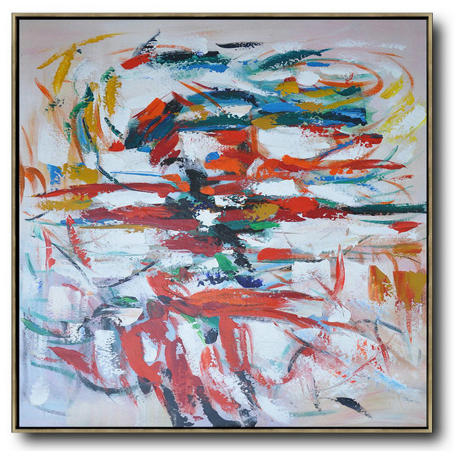 Extra Large Canvas Art,Oversized Contemporary Art,Hand Painted Aclylic Painting On Canvas,Red,White,Blue,Orange.etc